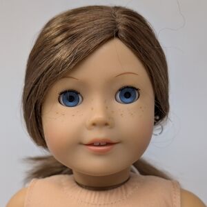 American Girl Doll Freckles Brown Hair Blue Eyes Earrings 18"
